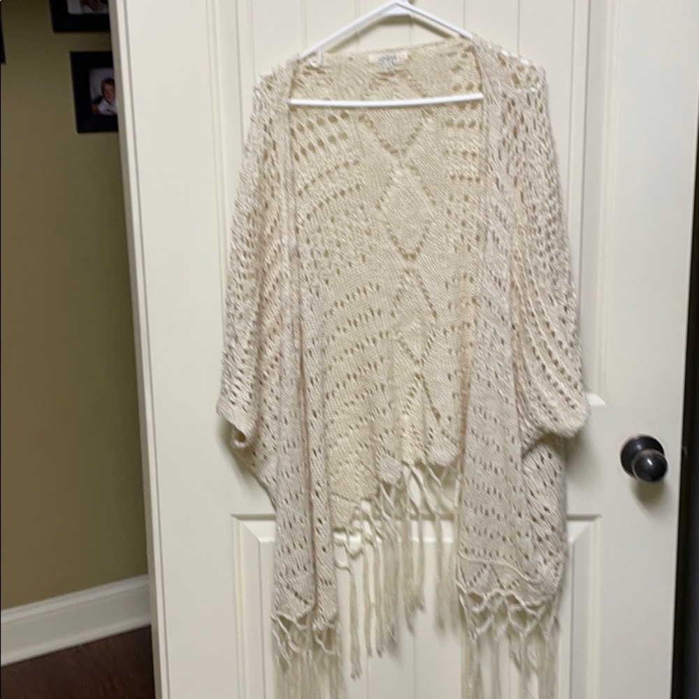 Crocheted off white kimono